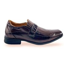 Sapato Social Masculino em Couro Cor Marrom Detalhes nas Laterais do Cabedais Com Elástico - CHACAL Sapato Social Masculino em Couro Cor Marrom Detalhes nas Laterais do Cabedais Com Elástico - CHACAL