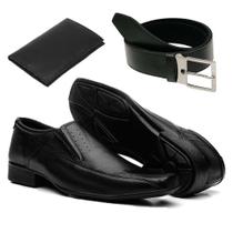 Sapato Social Masculino Em Couro Liso Cinto Carteira