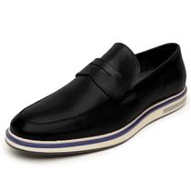 Sapato Social Masculino Em Couro Loafer Esporte Fino Calce Facil Solado Borracha Palmilha Espumada