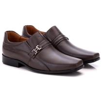 Sapato Social Masculino em Couro Marrom 007- Marrom 44