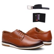 Sapato Social Masculino Em Couro Oxford Casual Kit Cinto