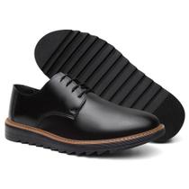 Sapato Social Masculino Esporte Fino Derby com cadarço Sola alta Preto Lançamento