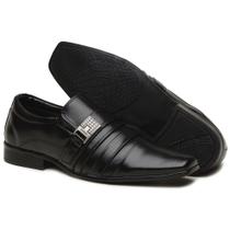 Sapato Social Masculino Estilo Elástico Linha Premium Conforto Cor Preto