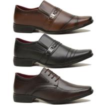 Sapato social masculino kit com 3 pares modelos diferentes