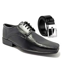 Sapato Social Masculino La Faire Tamanho Especial com Cinto Dupla Face - Preto