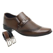 Sapato Social Masculino Leve Em Sintético Dia a Dia Igreja + Cinto (SL1071)