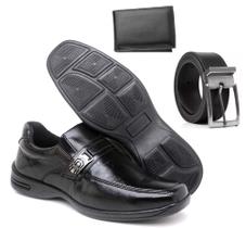 Sapato social Masculino Liso Casual confortável estilo Kit com Carteira e cinto- SL303