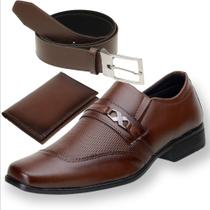 sapato social masculino marrom acompanha lindo cinto em couro e carteira de couro - Fierre
