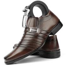 Sapato social masculino marrom cappucino + cinto dupla face