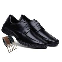 Sapato Social Masculino Moderno com Cadarço Preto + Cinto (G35000)