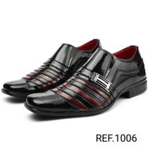 Sapato Social Masculino Moderno Preto Branco Dourado Envernizado Verniz Confortável