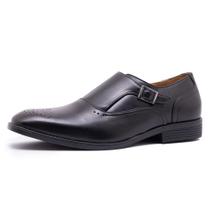 Sapato Social Masculino Monk Strap Até 45 Estiloso Jesse Avalon em Couro Preto