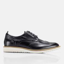 Sapato Social Masculino Oxford Brogue Com Cadarço Casual Em Couro Macio Detalhado Preto