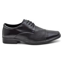 Sapato Social Masculino Oxford Cadarço Elegante Formal Bico Quadrado Conforto Preto Fosco