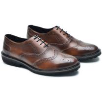 Sapato Social Masculino Oxford Couro Cadarço Confortável