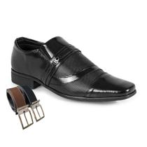 Sapato Social Masculino Oxford Leve Com Detalhe Cracolado Verniz + Cinto (SL1061)