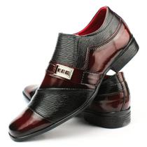 Sapato Social Masculino Preto com Bordô Confortável e Estiloso com Fivela - Dallu Calçados