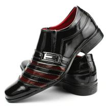 Sapato Social Masculino Preto com Bordô Listras Confortável e Estiloso com Fivela Sapato Social Masculino Preto com Bordô Listras Confortável e Estiloso com Fivela
