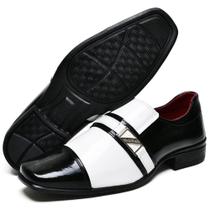 Sapato Social Masculino Preto com Branco de Verniz Sapato Social Masculino Preto com Branco de Verniz