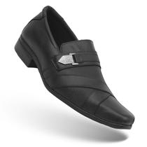 Sapato Social Masculino Preto Couro Legítimo Bico Quadrado Trabalho Leve Macio Confortável - MODELO 3071