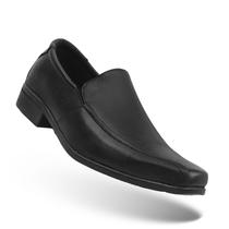 Sapato Social Masculino Preto Couro Legítimo Bico Quadrado Trabalho Leve Macio Confortável - MODELO 3080