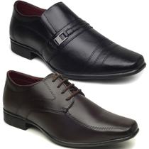 Sapato social masculino preto e marrom kit 2 pares sollano original