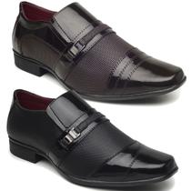 Sapato social masculino preto e marrom kit 2 pares sollano original