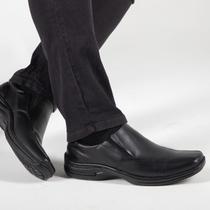 Sapato Social Masculino Preto Ortopédico em Couro Legítimo Confortável e Leve
