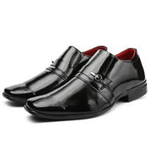 Sapato Social Masculino Preto Verniz Confortável e Estiloso com Fivela - Dallu Calçados