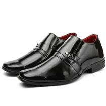 Sapato Social Masculino Preto Verniz Confortável e Estiloso com Fivela