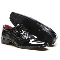 Sapato Social Masculino Preto Verniz de Amarrar Estiloso e Confortável