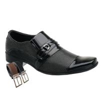Sapato Social Masculino Solado de Borracha Com Elástico Verniz + Cinto (SL1021)