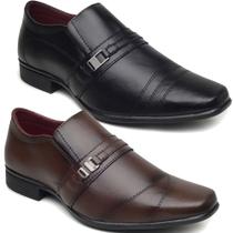Sapato social masculino Sollano kit 2 pares preto e cappuccino tamanho 37 ao 44