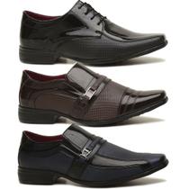 Sapato social masculino sollano kit com 3 modelos diferentes