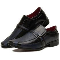 Sapato Social masculino Sollano preto com azul estilo italiano numeração 37 ao 44 ref 107