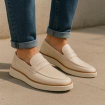 Sapato Social Masculino Sport Fino Loafer Moderno Mocassim Sola Branca Confotável