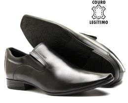 Sapato Social Masculino Tradicional de Calçar em Couro Legítimo Preto CALVEST
