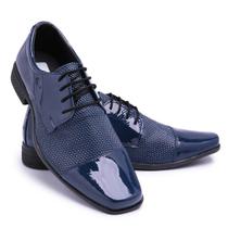 Sapato Social Masculino Verniz Azul Schiareli