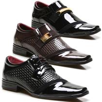 Sapato Social Masculino Verniz Kit 3 Pares Confortável e Estiloso Exclusivos Sapato Social Masculino Verniz Kit 3 Pares Confortável e Estiloso Exclusivos