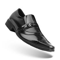 Sapato Social Masculino Verniz Preto Bico Fino Calçar Elástico Confortável Leve Macio Trabalho Profissional Modelo 1061