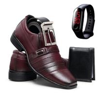 Sapato Social Moderno Elegante Macio + Carteira + Relógio - Valesconi Calçados