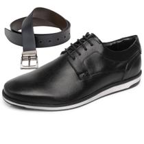 Sapato Social Oxford Liso Cinto Dupla Face Couro Preto Premium