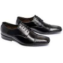 Sapato Social Oxford Masculino de Couro Ref. 19017 Cor Preto