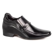 Sapato Social Preto Casual Rafarillo Vegas Alth Com Salto 7cm Aumenta Altura Couro Legítimo 3270