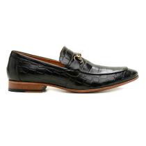 Sapato Social Preto Em Couro Croco 58850