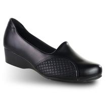 Sapato Social Preto Feminino Modare Anabela Salto Baixo Branco Ultra Conforto e Segurança 7014.229