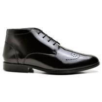 Sapato Social Preto Masculino em Couro Bico Redondo Clássico Bota Oxford Premium Casual Confort