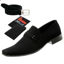 Sapato Social Preto Moderno Edição Exclusiva Linha Oxford Leve e Confortável + Cinto + Carteira