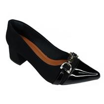 Sapato Social Scarpin Meia Pata Elegante Bico Fino Salto Grosso Confortavel