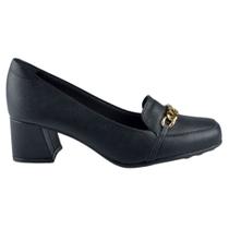 Sapato Social Scarpin Modare Ultraconforto Detalhe Corrente Salto Bloco Baixo Bege 7373.107